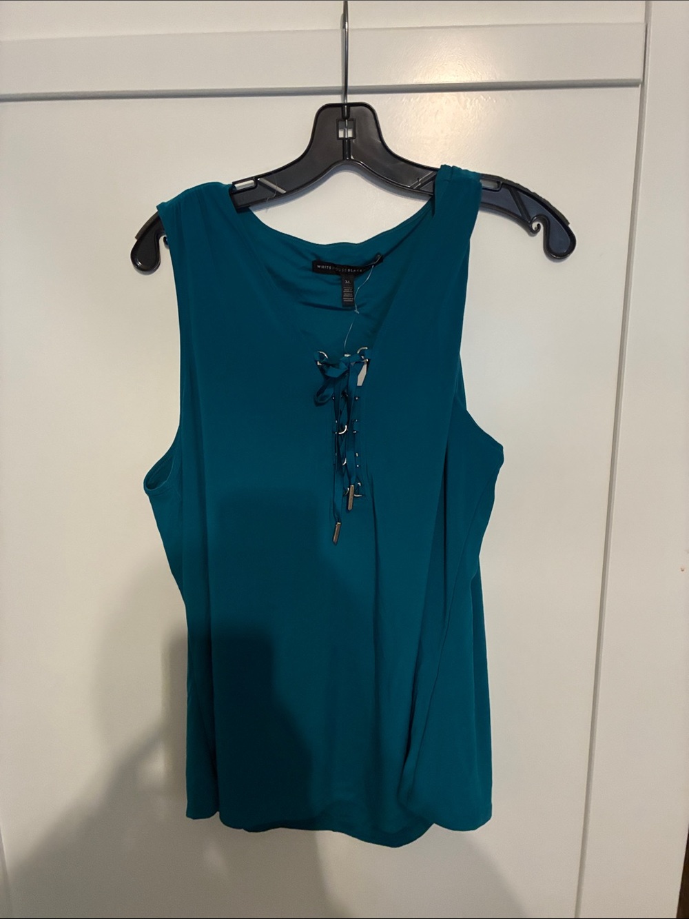 White House Black Market Teal Lace-Up Sleeveless Camisole